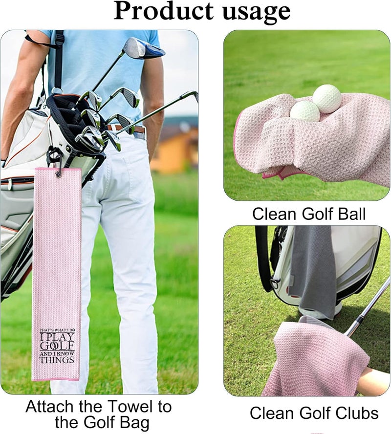 DYJYBMY Pink Golf Towel, Microfiber Golf Towels with Clip, Embroidered Golf Gift for Men, Women or Retired Coworker - Image 4